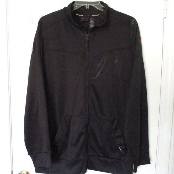 Spyder Active ProWeb Mens L/S Full Zip 3-Pocket Black Windbreaker NWOT - XXL - Picture 1 of 3